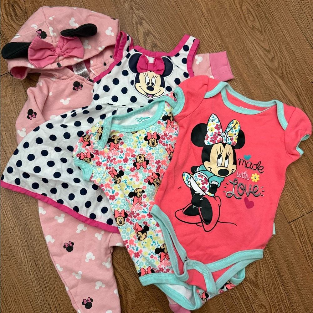 0-3m Preloved Disney Minnie Mouse Kids One Pieces Bundle